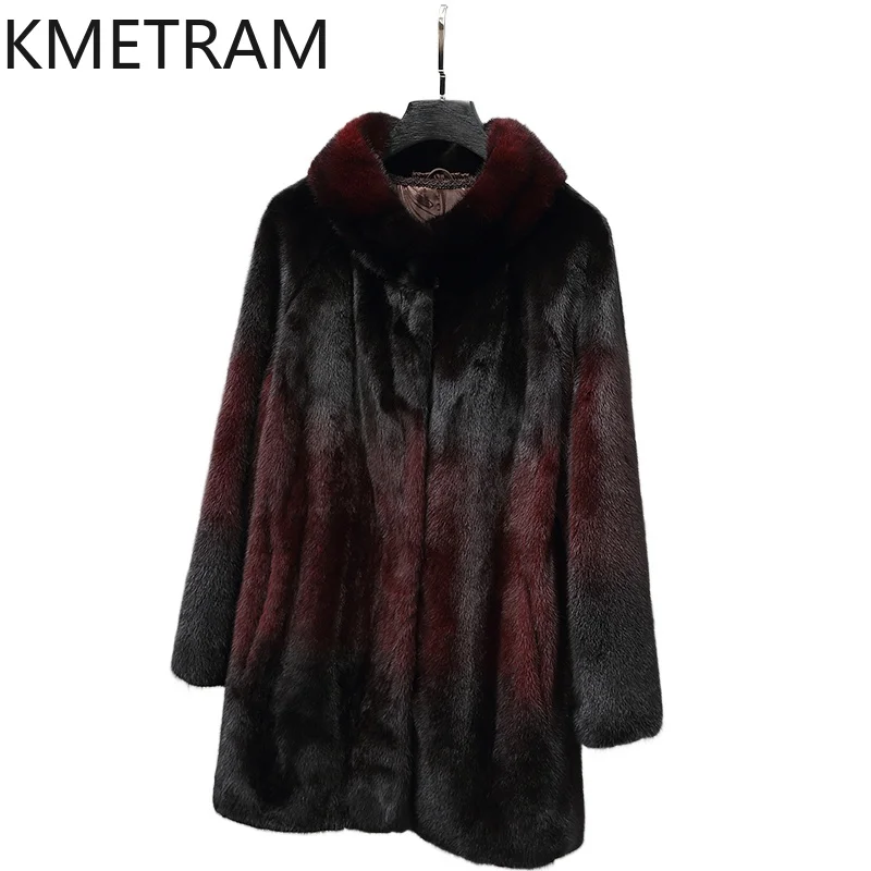 Real Whole Mink Fur Jacket Woman Luxury Mid Length Fur Coat Ladies New in Outerwears Winter Middle Age Women Clothing 2025 шуба