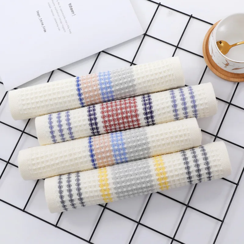 Cotton Towel Soft Absorbent Dishcloth Kitchen Dish Rags Honeycomb Breathable Face Wash Towel Household Cleaning Cloth Wash Cloth
