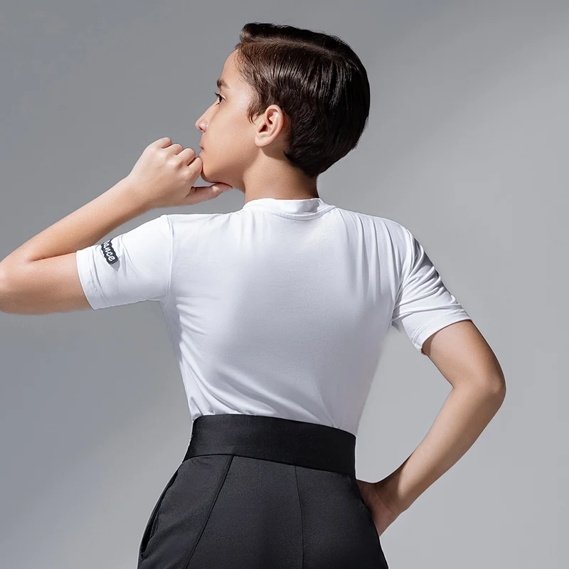 2026 New Latin Dance Performance Costumes For Boys Short Sleeved Practice Clothes Kids Samba Chacha Tango Latin Wear DQS20474