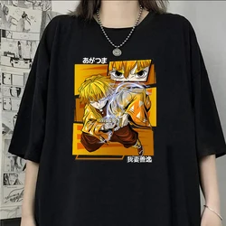 New Women Men Fashion T Shirt Anime Agatsuma Zenitsu Pattern Printed T-shirt Summer Short Sleeved Tops