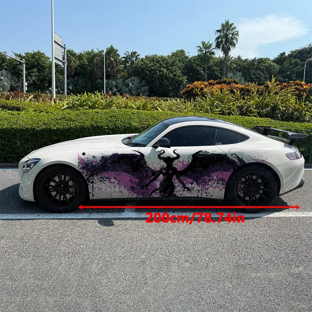 2pcs Dark Ink Splatter Demon Car Side Wraps, Self-Adhesive PVC Waterproof & Scratch-Resistant Stickers, Car Accessory Gift