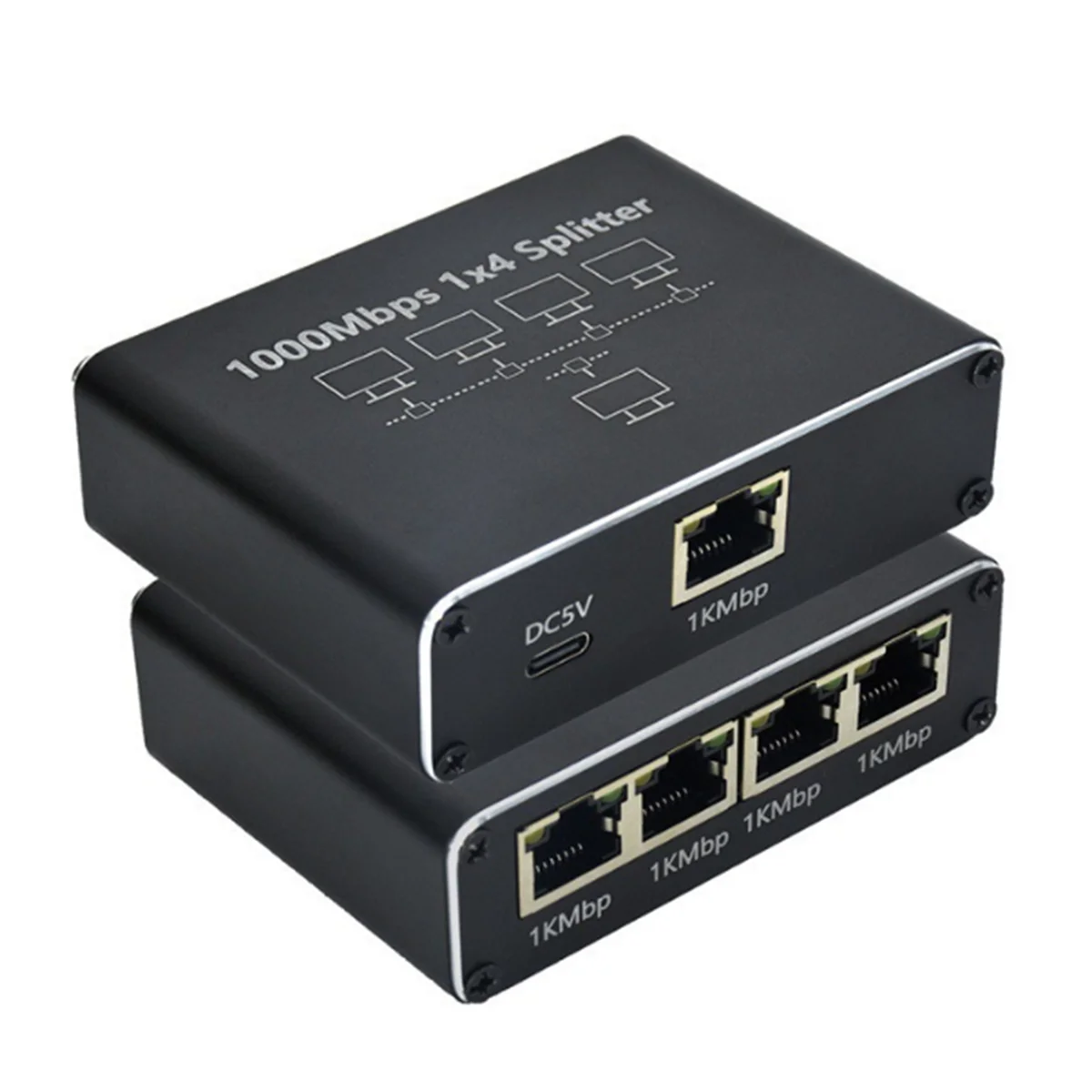 A62T-5 Port Gigabit Ethernet Switch with USB Power Cable, 1000Mbps Ethernet Splitter 1 to 4 Out , for Cat 5/5E/6/7/8