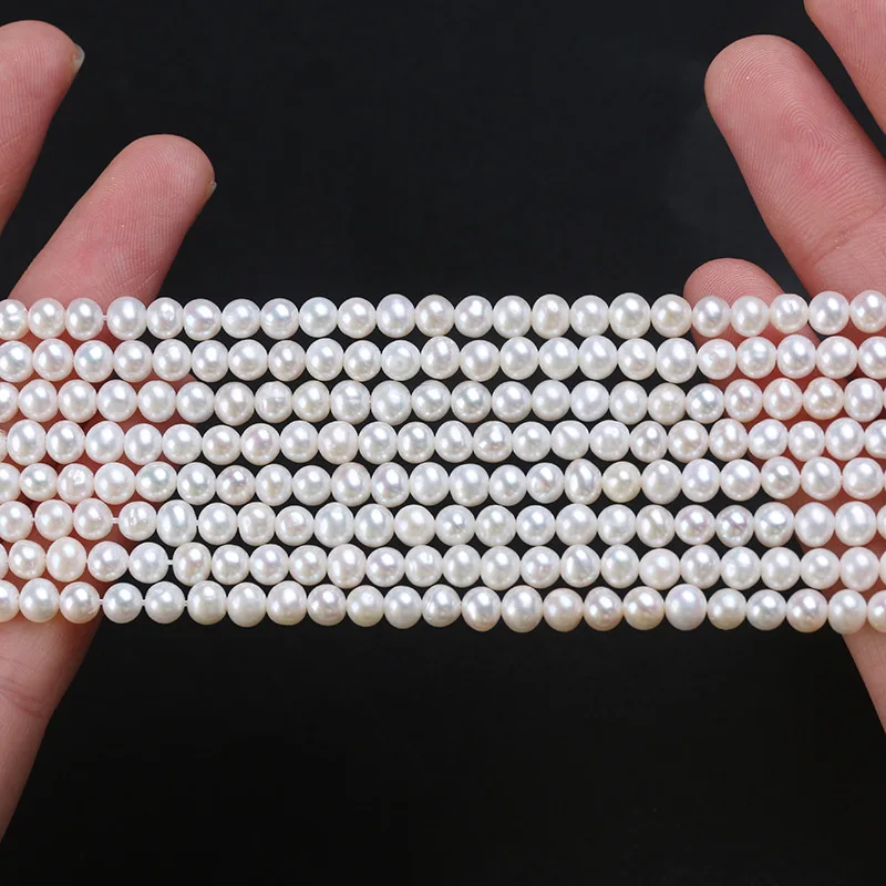 

Natural Freshwater Pearl 4-4.5mm AAA White Near Round Spacer Bead Jewelry Make DIY Necklace Bracelet Accessory Women Wedding