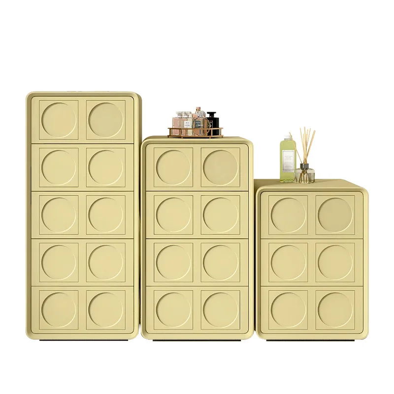 

Minimalist painted solid wood cabinet with three or four or five buckets, living room storage, side cabinet, bedroom
