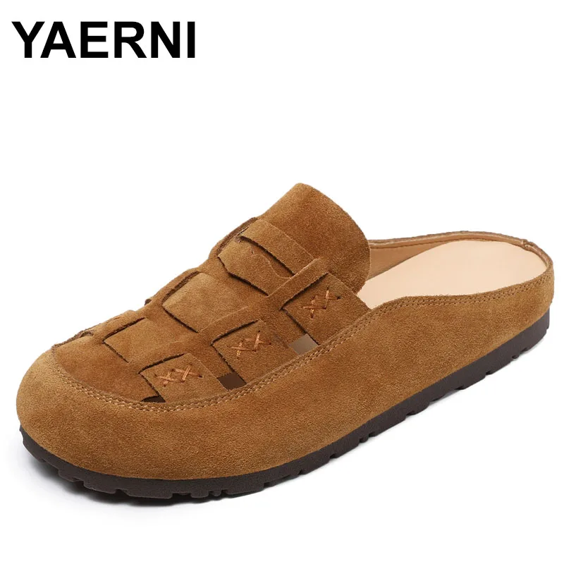 

Flat bottomed Genuine Leather Spring/Summer Boken Shoes Women's Roman slipper with Breathable Headbands