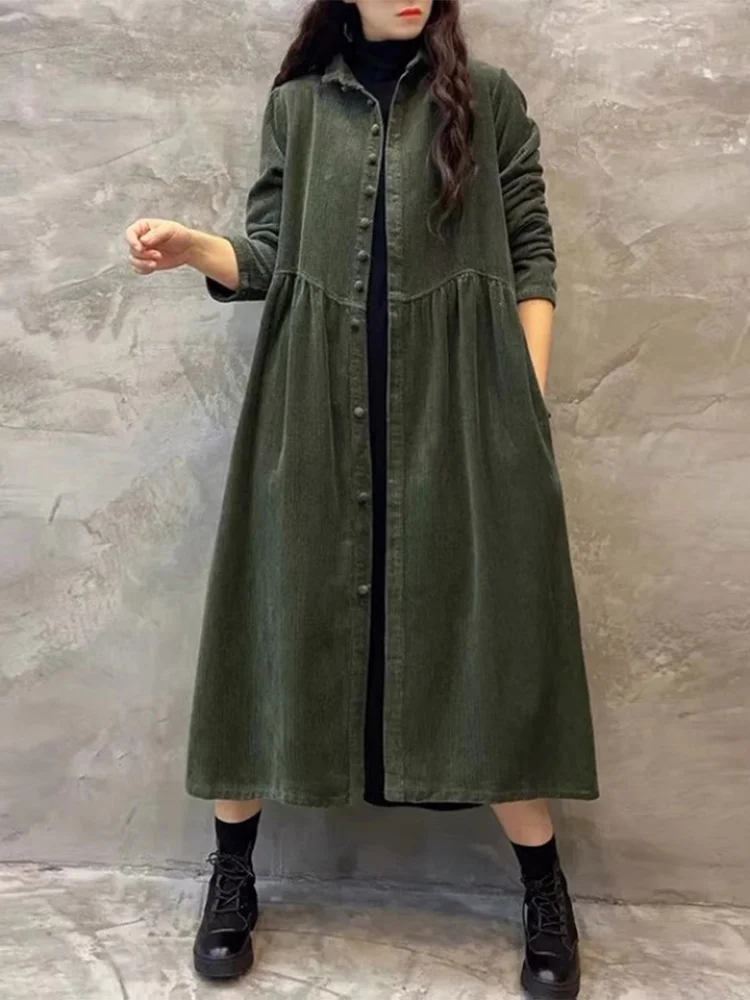 Casaco de veludo vintage feminino quente solto lapela fce forrado blusão outerwear gola botão plaet longo sve