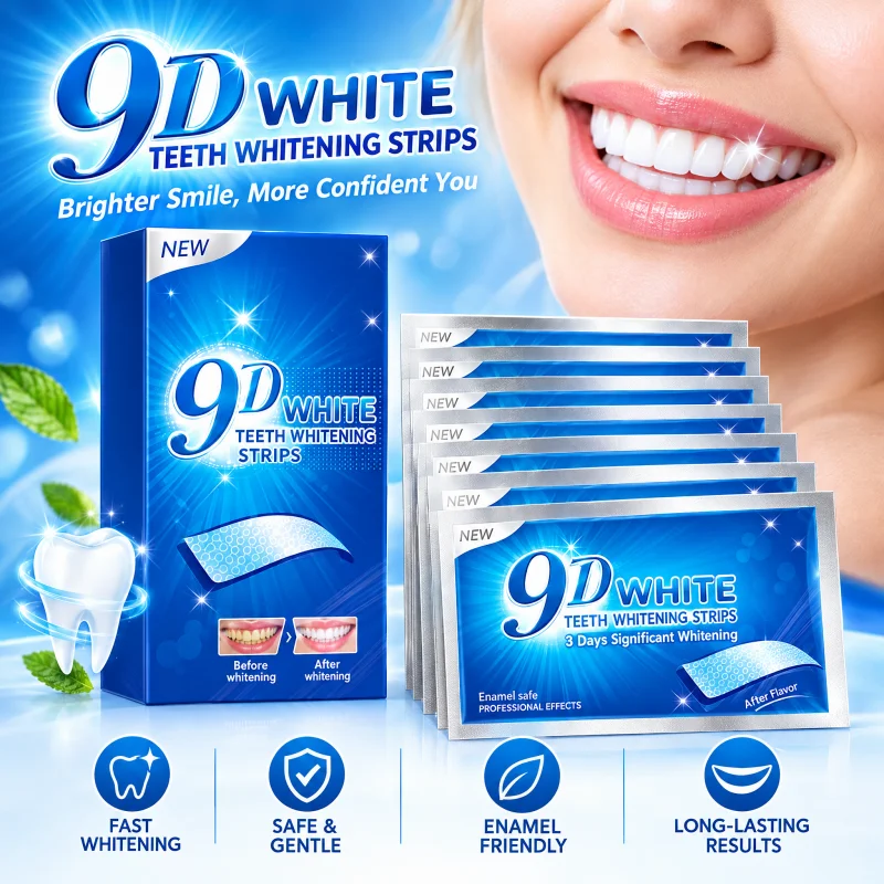 7 Pairs 14 Stickers 9D Premium Fast Acting Teeth Whitening Strips Effective Remove Coffee Smoke Tea Stains Oral Care Product