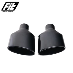 1 Pair Stainless Steel Universal Car Exhaust End Tip 63mm Outlet Rolled Oval Slant muffler tail pipe