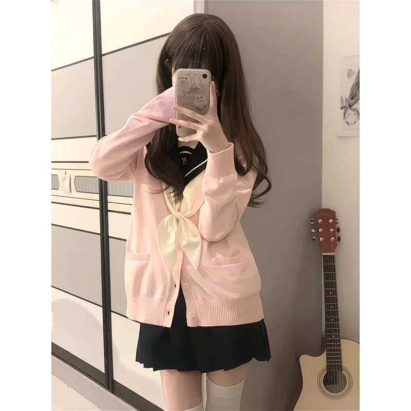 Hu Lina Original Jk Uniform Women\'s Autumn and Winter Uniform Suit Bandage Dress Cardigan Long Sleeve College Japanese Style for