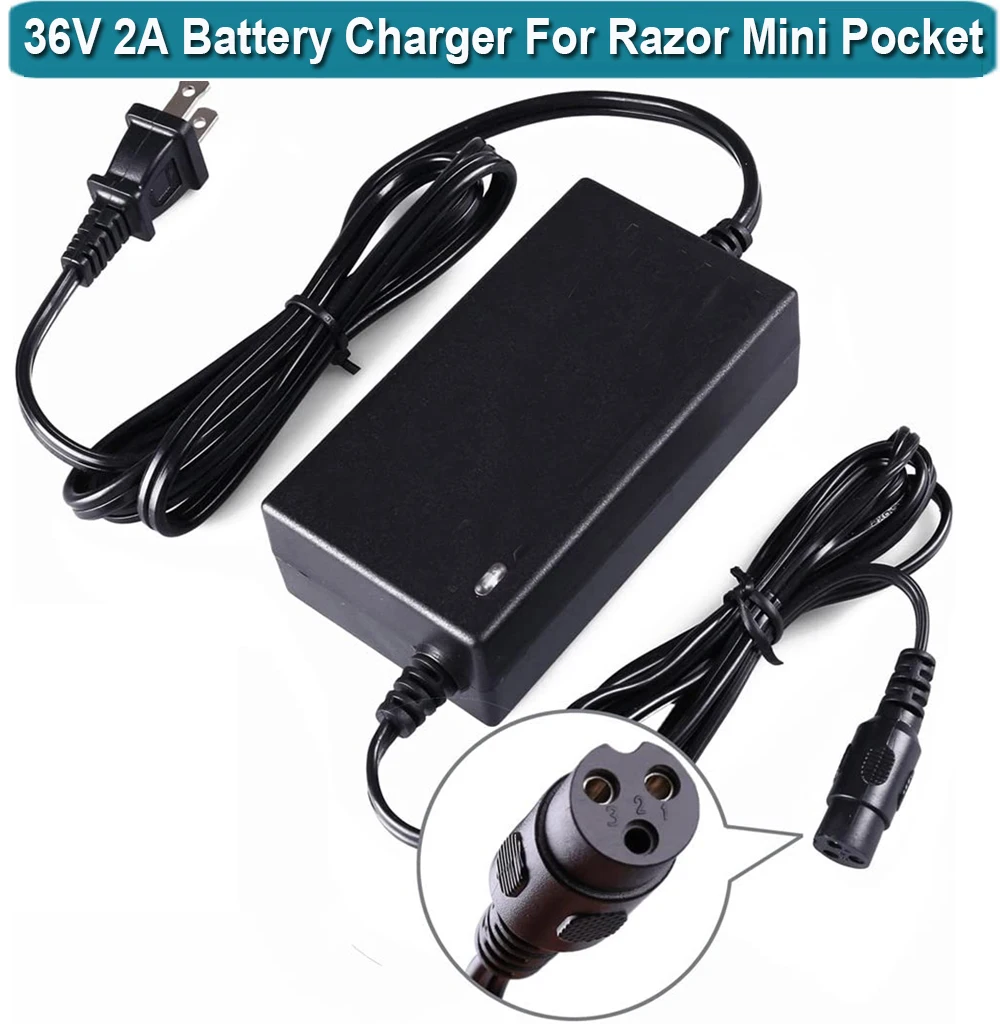 36V 2A Battery Charger for Razor Mini Pocket Boreem Jia 601-S 602-D Minimoto Maxii ATV Go Kart Dune Buggy Motocross XRF500