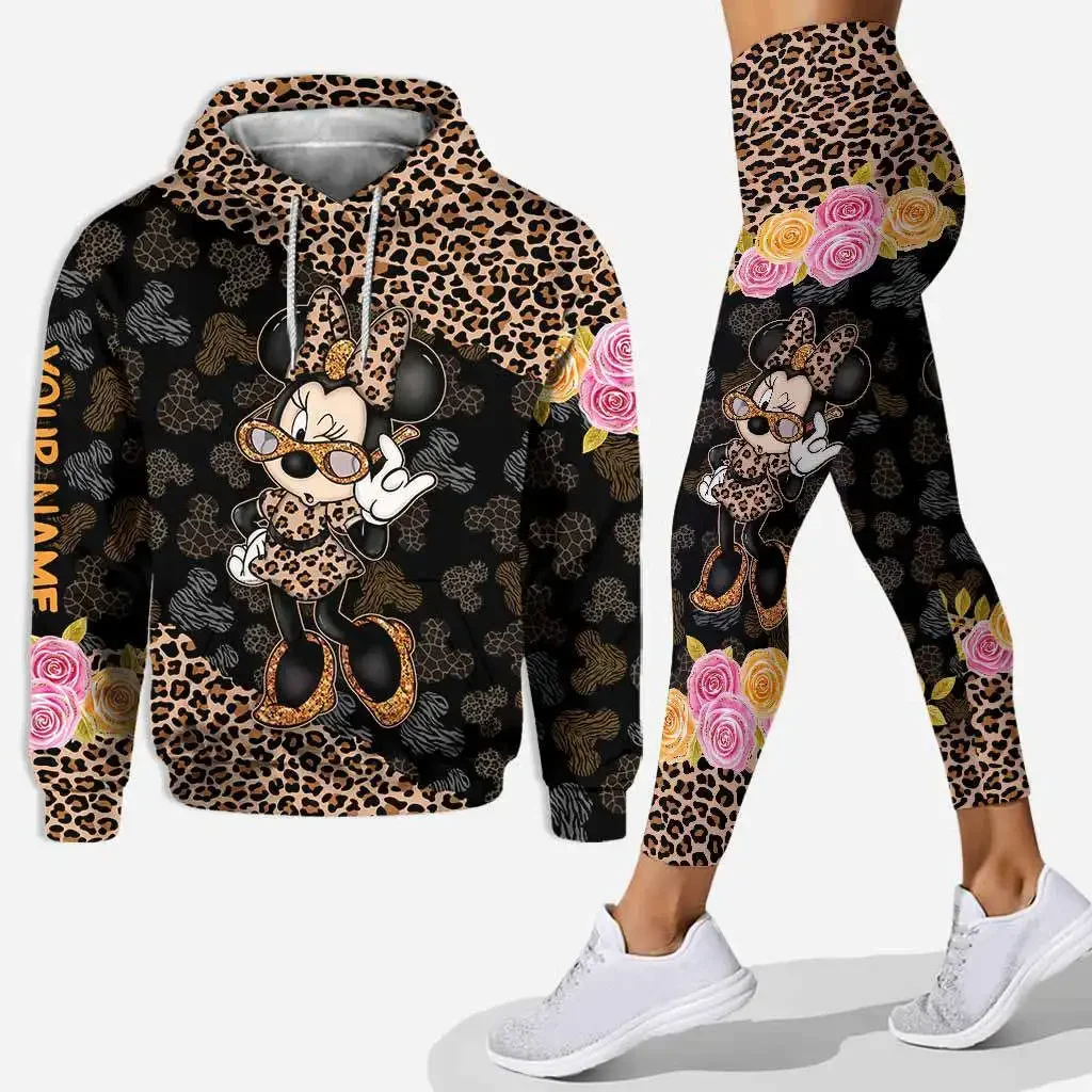 Sudadera con capucha de Minnie Mouse 3D para mujer, conjunto de pantalones de Yoga de Mickey, pantalones de chándal de Disney, Leggings de Yoga,