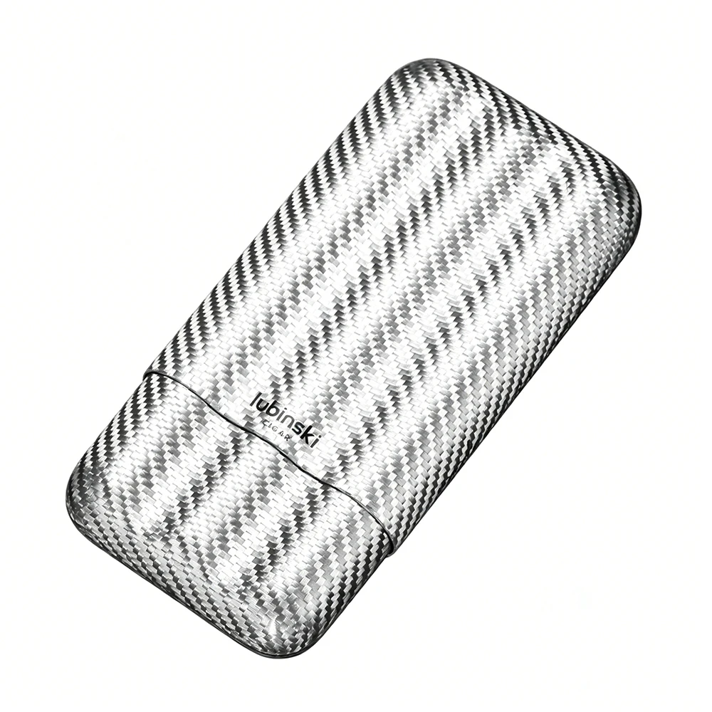 LUBINSKI Cigar Case Travel Carbon Fiber Portable Fit 2/3 Ct Outdoor Humidor Cigar Storage Box With Gift Box Packaging