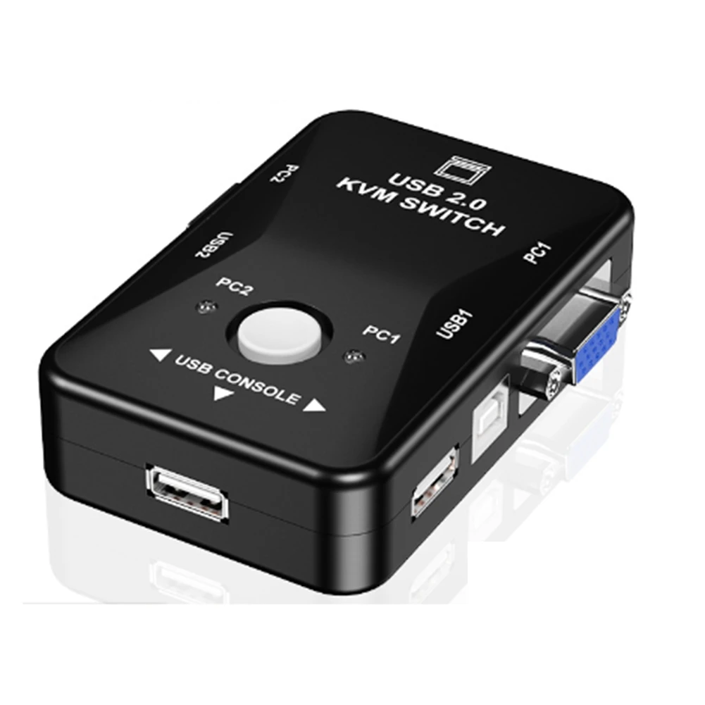 USB 2,0 KVM переключатель мыши Клавиатура VGA разделитель коробка Совместное использование переключатель USB KVM переключатель 2 порта VGA переключатель SVGA Box