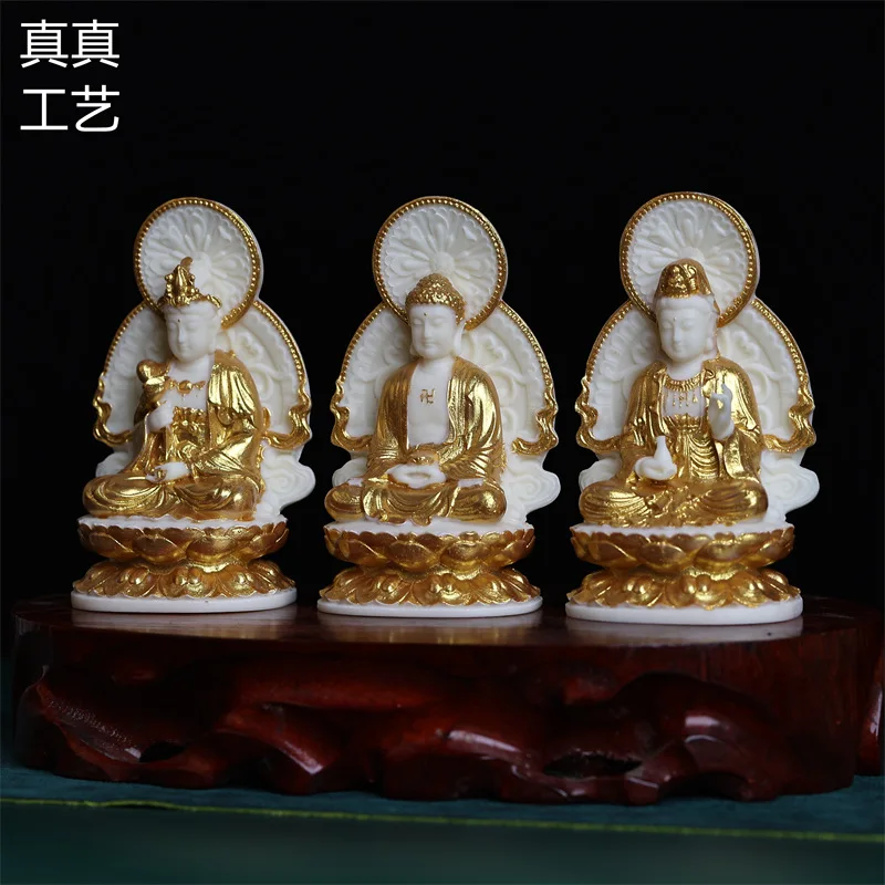 Ivory Nut Carved New Sitting Western Trinity Home Decoration Worship Crafts Ornaments Vairocana