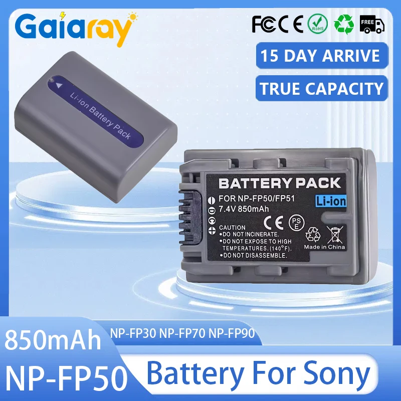 NP-FP50 Camera Battery 850mAh NP-FP30 NP-FP70 Rechargeable Battery for Sony NP-FP60 NP-FP71 NP-FP90 DCR-SX40 SX41 HDR-CX105