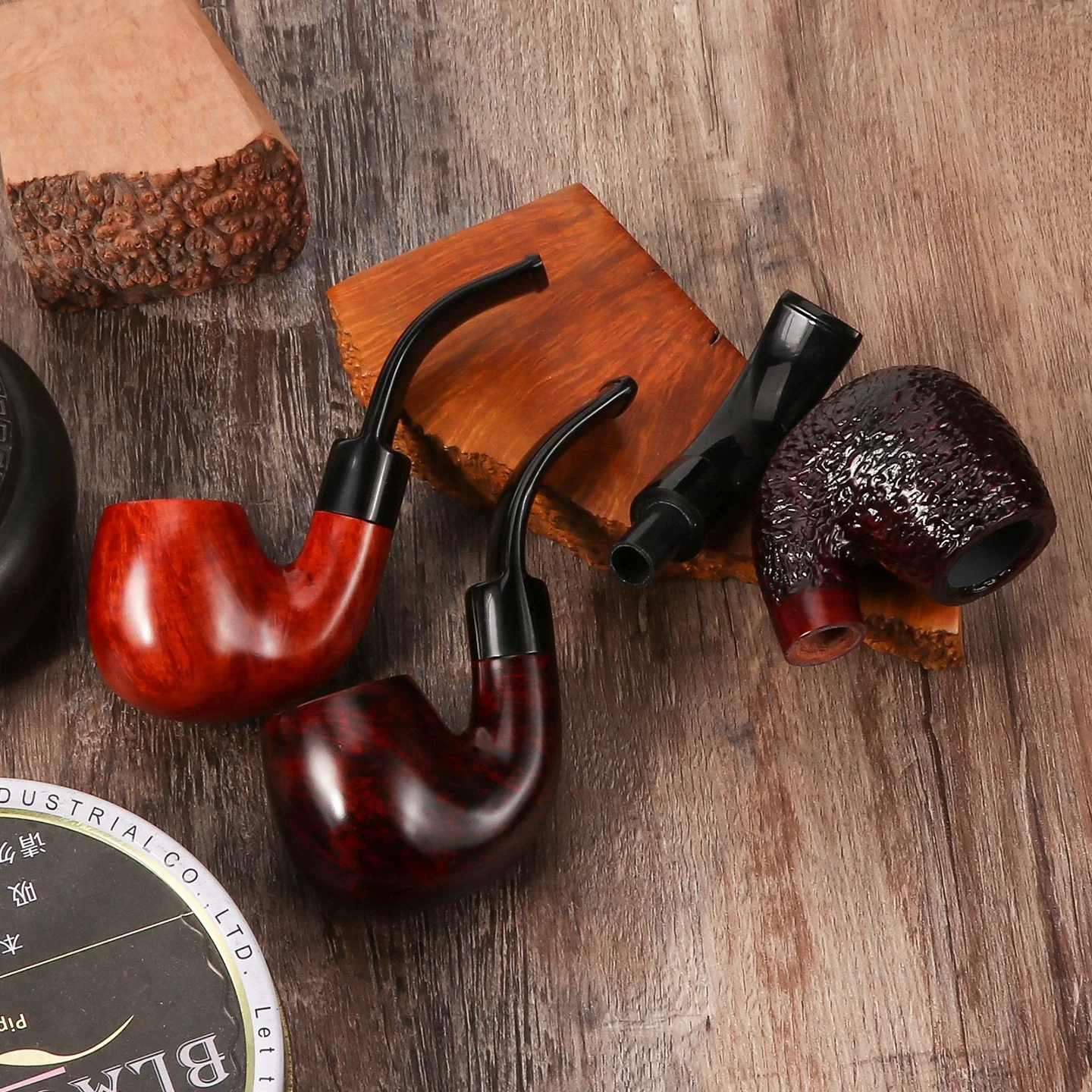 Premium Briar Sherlock Holmes Style Smoking Pipe - 9mm Filter, Handcrafted Solid Wood, Classic Gentlemen's Tobacco Pipe