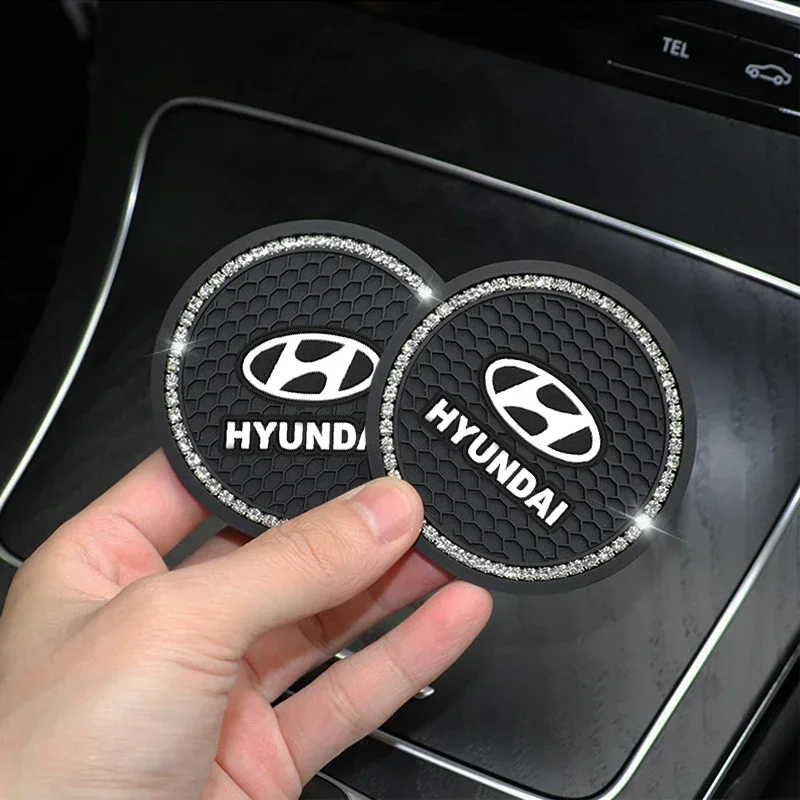 1/2 قطعة قاعدة أكواب السيارة البلاستيكية الماس المضادة للانزلاق الوقايات سيارة الداخلية لشركة هيونداي Fe سوناتا سولاريس أزيرا كريتا I30 Ix25 IX35 توكسون #5