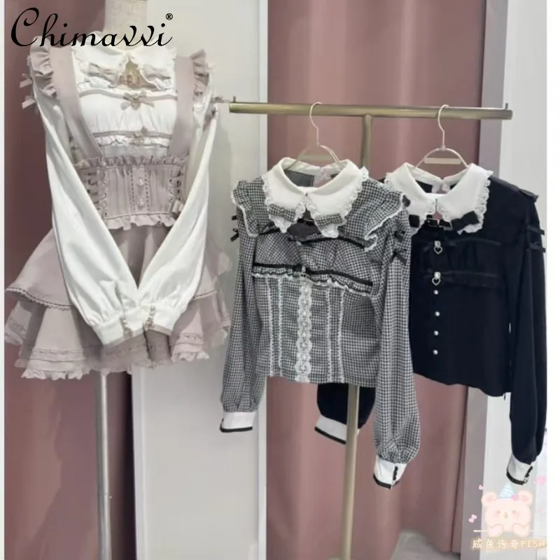 

Liz's New Japanese-style Mass-produced Lolita Shirt 2026 Spring Mine Series Sweet Girl Hollow-out Belt Long-sleeve Blouse Top