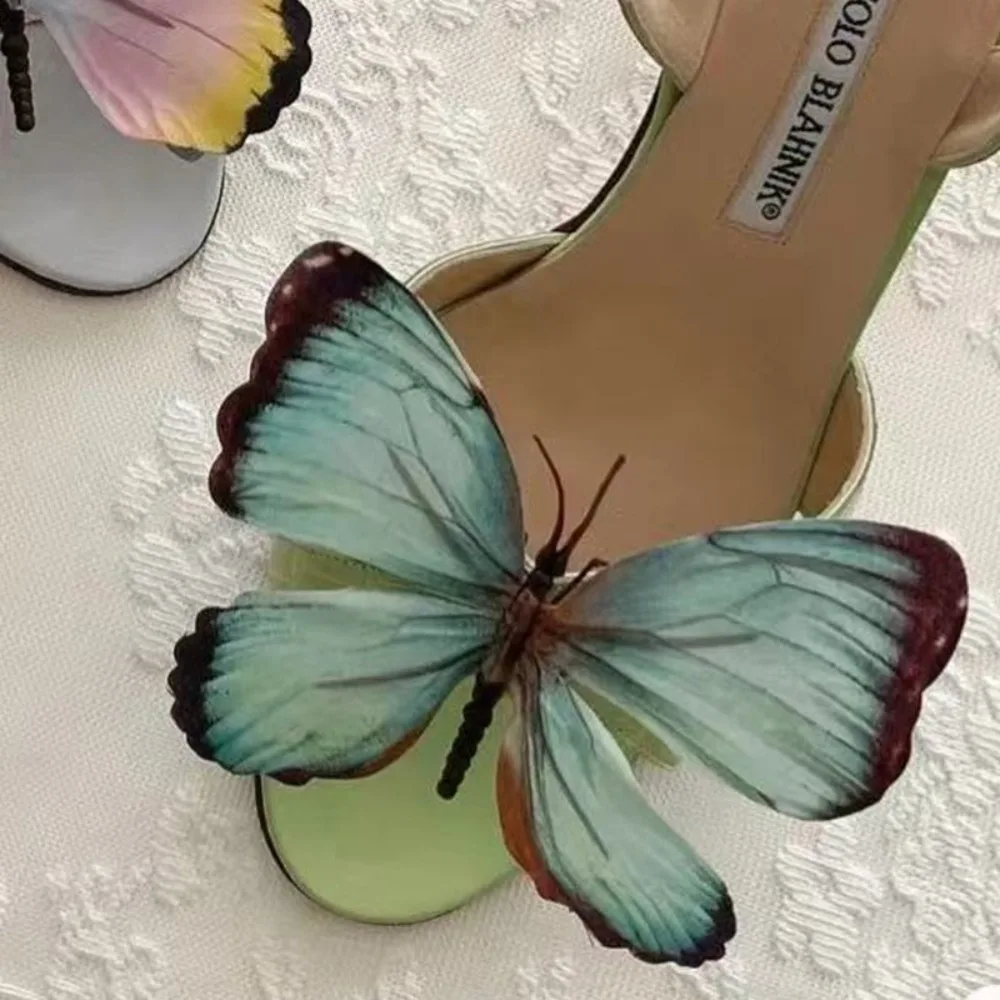 1 Pair Simulation Coloful Thai Fairy Butterfly Flower Shoe Buckles Butterfly Orchid Personalized Design Simulation Buckles Decor