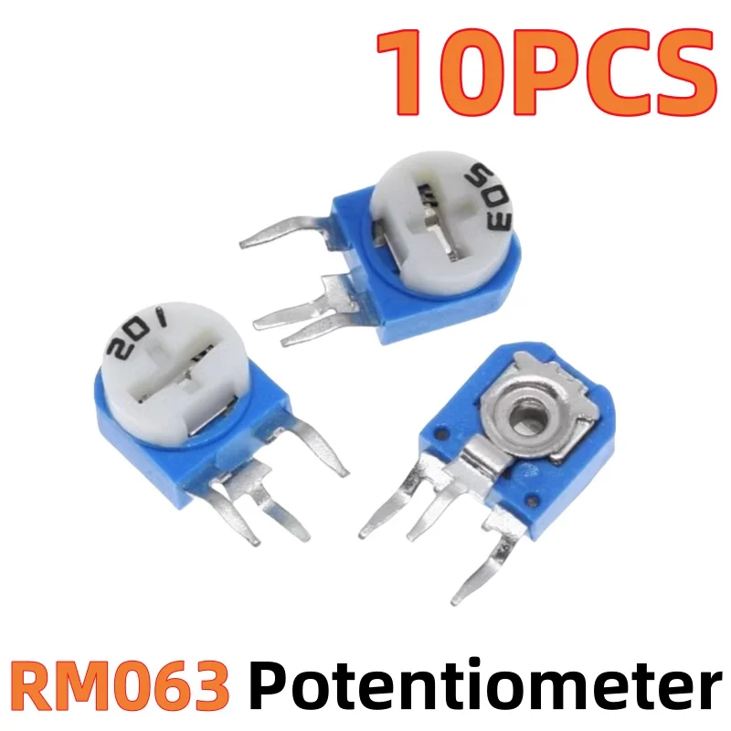 10PCS Vertical potentiometer adjustable resistor RM063-104/04/504/105 1K/5K/10K/200K/500K/1M ohm