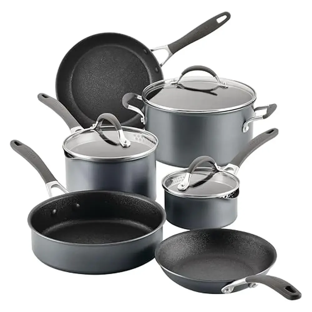 9 Piece Nonstick Induction Cookware/Pots and Pans Set with ScratchDefense Technology Extreme Nonstick Edge-to-Edge Steel Base