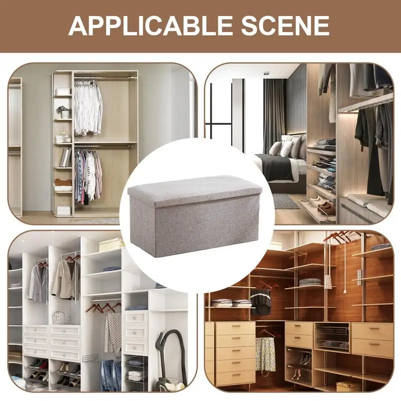 Bench Seat Multifunctional Foldable Shoe Changing Stool Storage Bin Box Rectangular Cotton Linen Storage Stool dressing chair