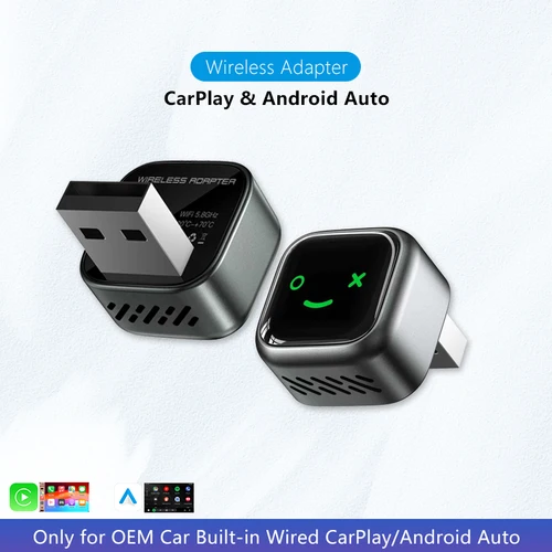 Imagen 1 del producto CarPlay inalámbrico Android Auto 2 en 1 AI caja inteligente Apple Carplay inalámbrico Android Auto Mini adaptador de reproducción de coche Bluetooth para el coche