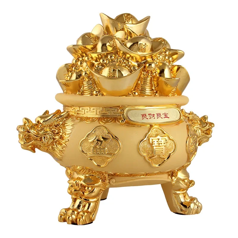 

1pcs Jucai Jubao Electroplating Sand Gold Jubao Pot Savings Jar Ornament Home Decoration Crafts