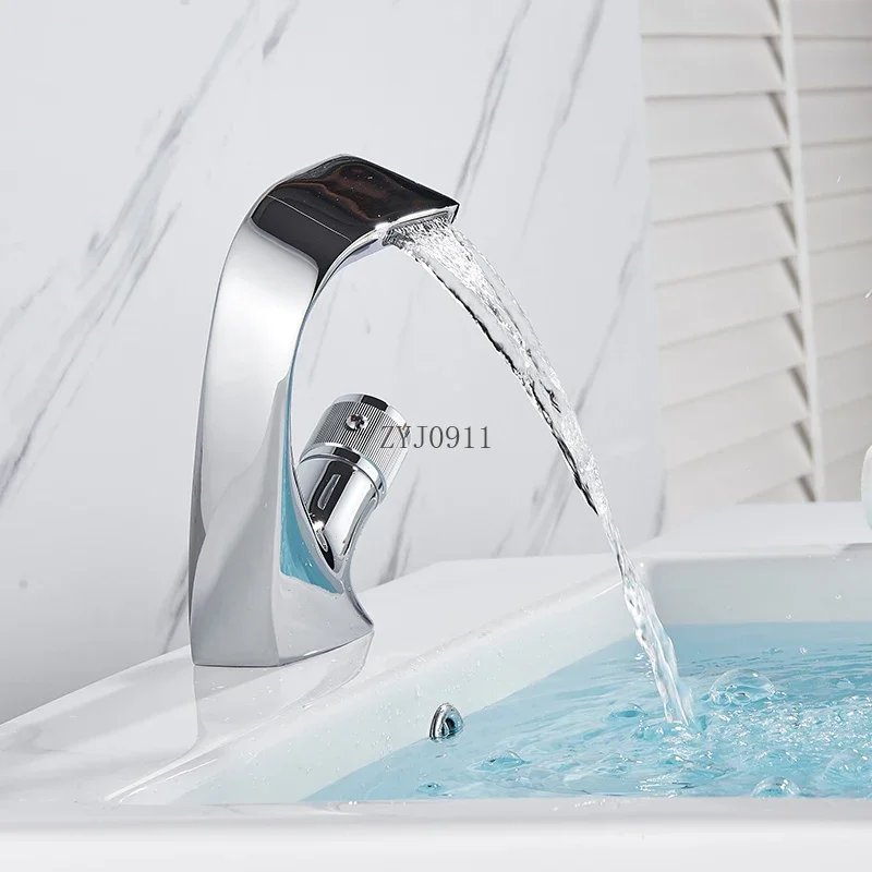 الكروم الحمام صنبور سطح الخيالة حوض بالوعة خلاط صنبور الماء الساخن البارد مقبض واحد غسل سفينة بالوعة الصنابير رافعة #3