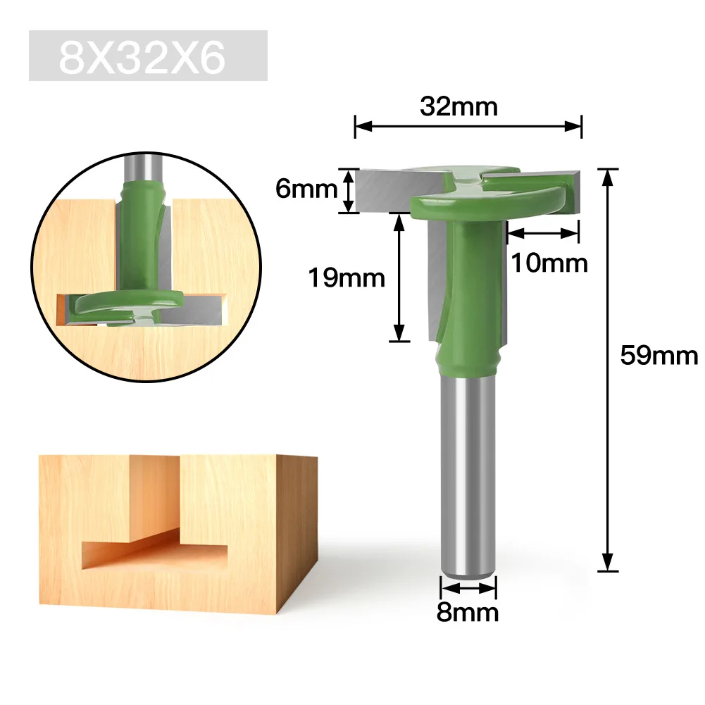 1PC 8MM 생크 밀링 커터 나무 조각 T-슬롯 라우터 비트 스트레이트 에지 슬롯 밀링 커터 목재 목공 절단