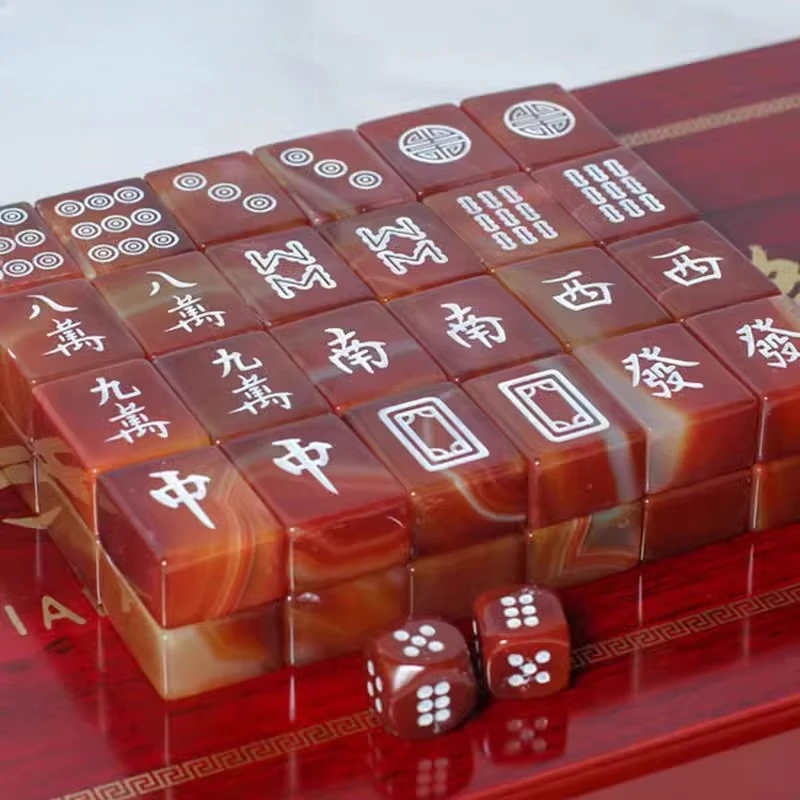 

Agate mahjong large hemp hand rubbing gift