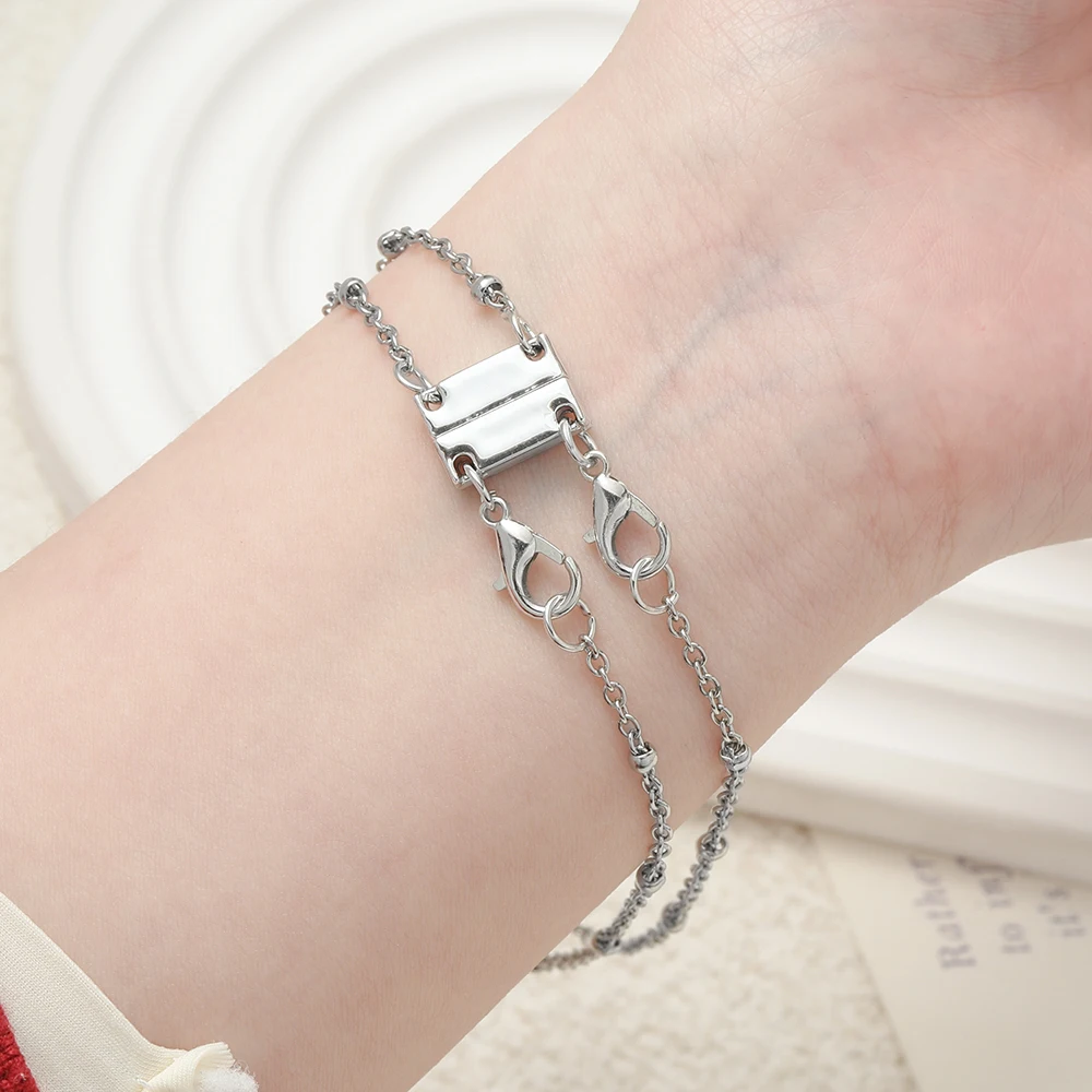 2Set Layered Necklace Clasps Magnetic Bracelet Connectors for Layering Multiple Strands Jewelry Connector Slide Tube Fasteners