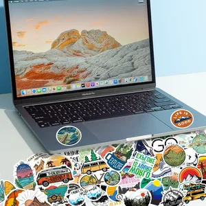 Nhãn dán cảnh quan đẹp không thấm nước, rừng, cắm trại, đi bộ, ngoài trời, du lịch, đề can, chai nước, điện thoại, máy tính xách tay, 50 chiếc, 100 % 8 Bán hàng chính Casaca Subaru - №8