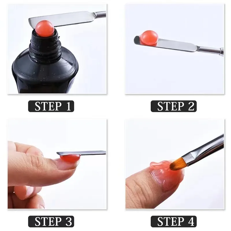 Dual-Ended Nail Art Tool Brush & Spatula for UV Gel Application, Gel Pushing, and Flower Embossing – Professional Manicure Set