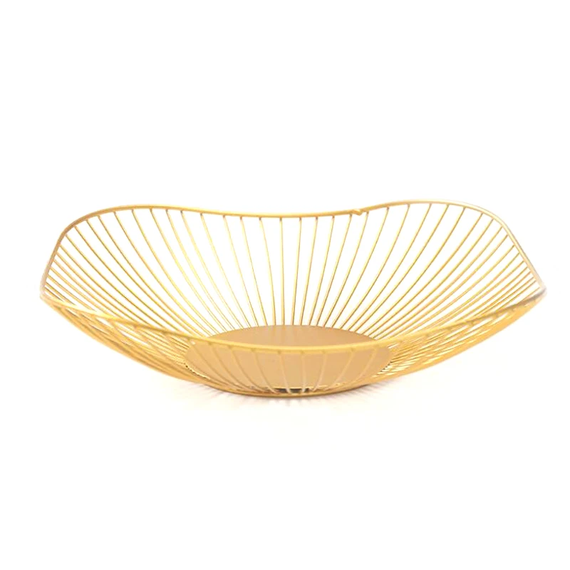 สไตล์นอร์ดิกผลไม้ผักตะกร้าเก็บโลหะตกแต่งจอแสดงผลชามตกแต่งโต๊ะรับประทานอาหาร