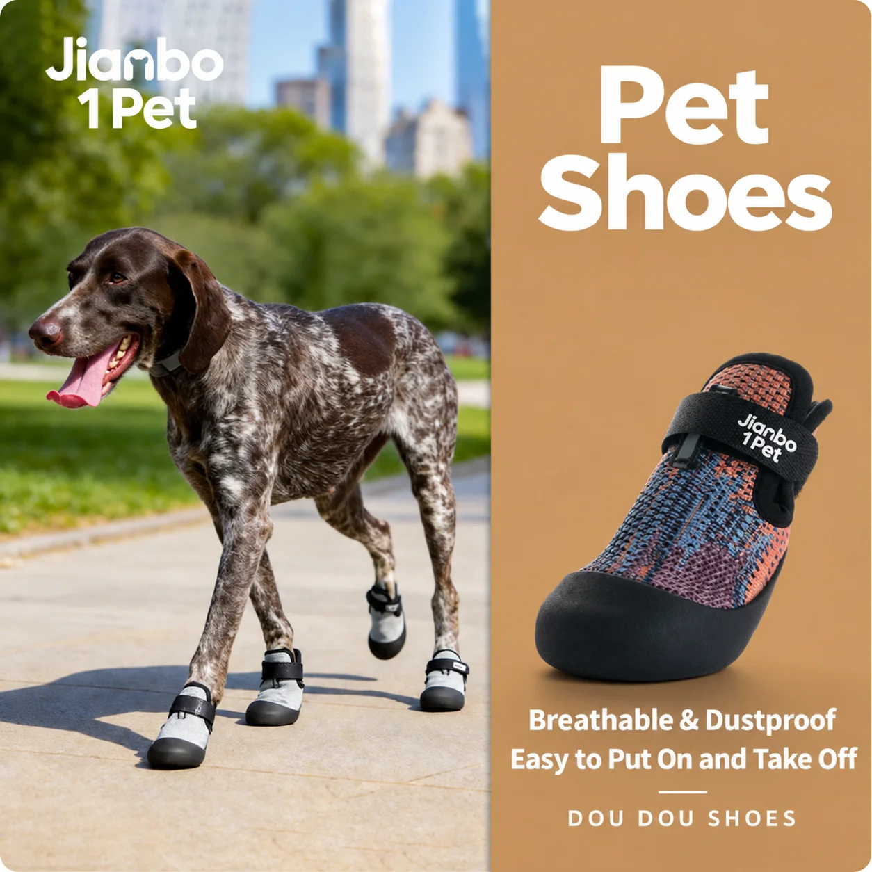 JIANBO 1 PET 2PCS Summer Dog Shoes Breathable Knitted Soft Sole Pet Boots Random Pattern for Outdoor Walking