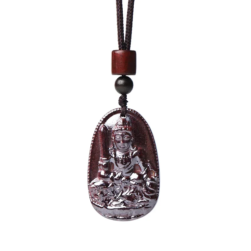 Raw cinnabar rough stone polished natal Buddha pendant premium natural men's and women's natal year necklace