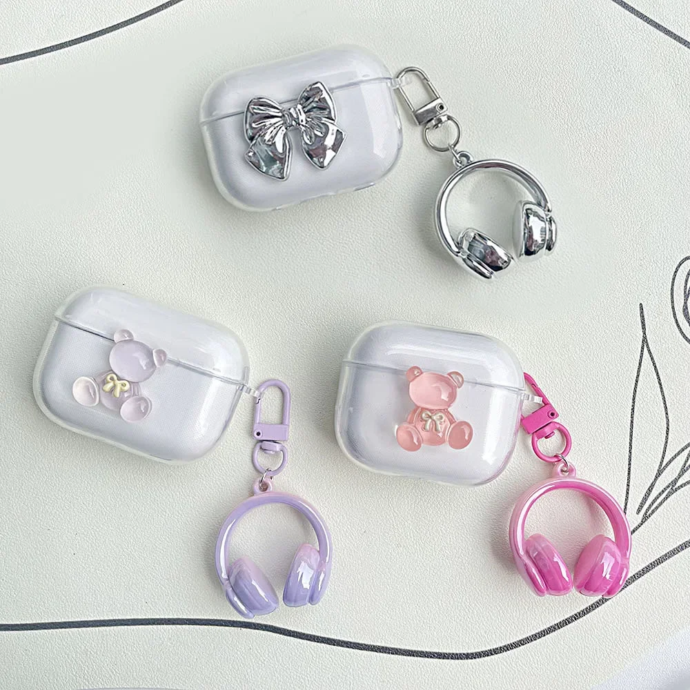 Модный чехол с крючком для QCY T20/Ailypods/T17/T18, чехол с мультяшным рисунком, силиконовый прозрачный чехол для наушников QCY Ailypods, чехол