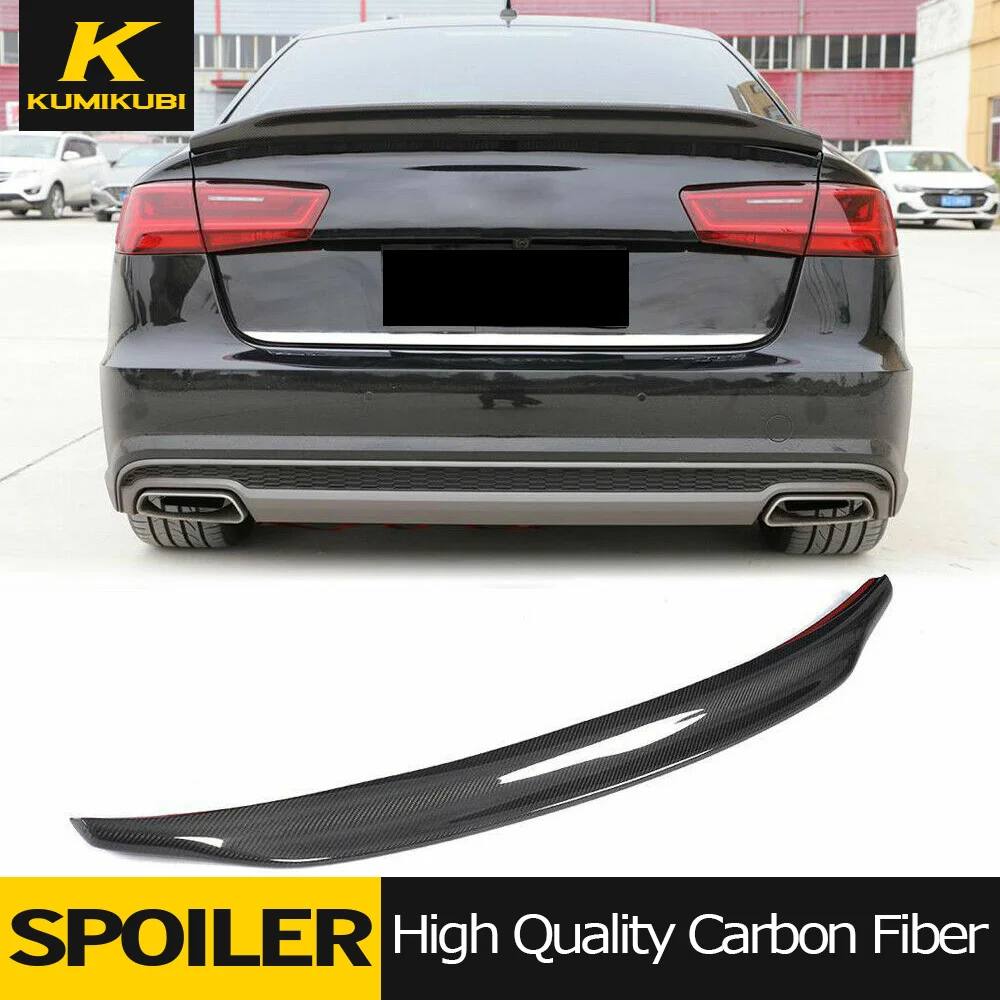 

Fit For 2012-2018 Audi A6 C7 Sline S6 Sedan Caractere Style Carbon Fiber Rear Trunk Spoiler Boot Wing Lip