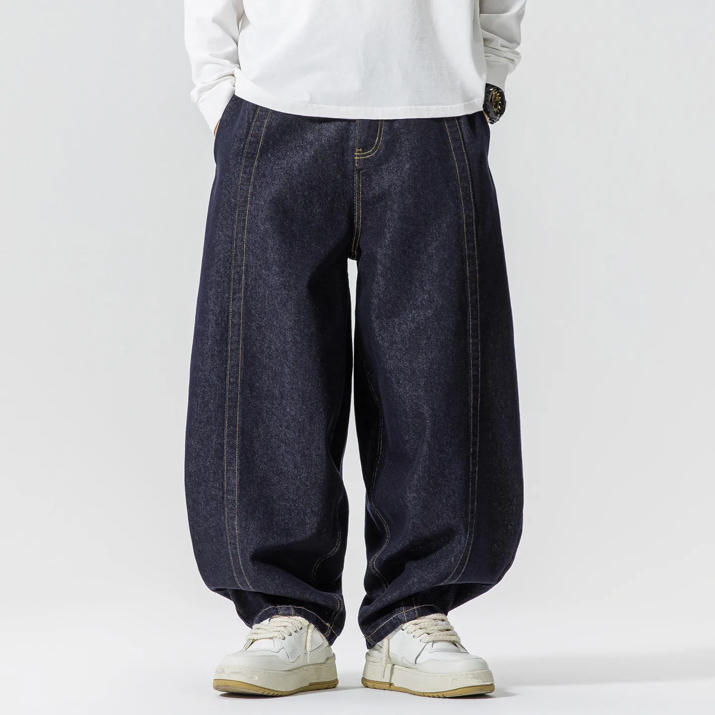 

Spring Autumn American Retro Jeans High Street Straight Casual Wide Leg Denim Pants Men Hip Hop Loose Streetwear Jean Trousers