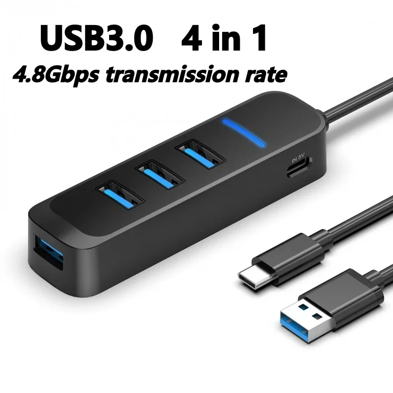 

Usb 3.0 Power Adapter 4 Port Multi Usb Splitter Hub Usb Hub 2.0 Type C Hub Multiple Expander High Speed for Computer Accessorie