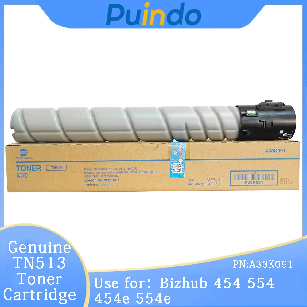 

Genuine TN513 Toner Cartridge Black for Konica Minolta Bizhub 454 554 454e 554e TN-513 A33K091