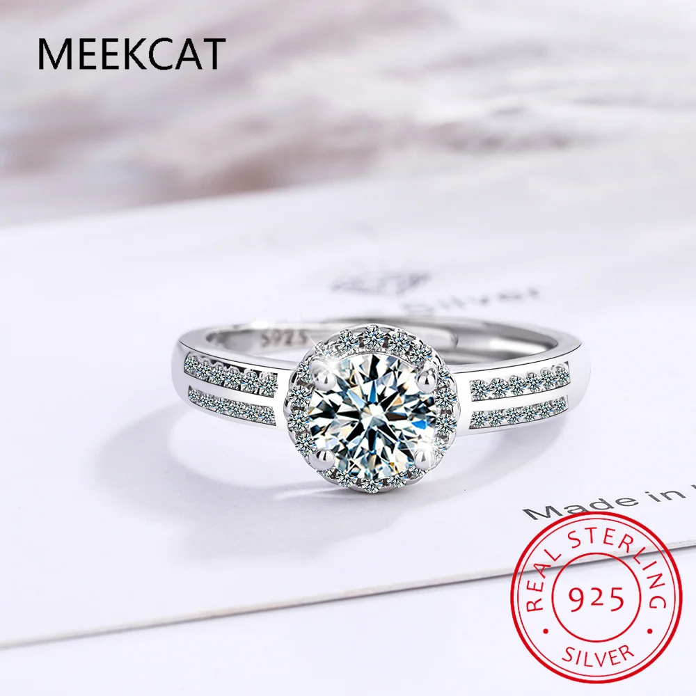 2/3CT Luxury Moissanite Wedding Rings for Women White Gold Plated Sparkling Diamond Band S925 Sterling Silver Jewellery