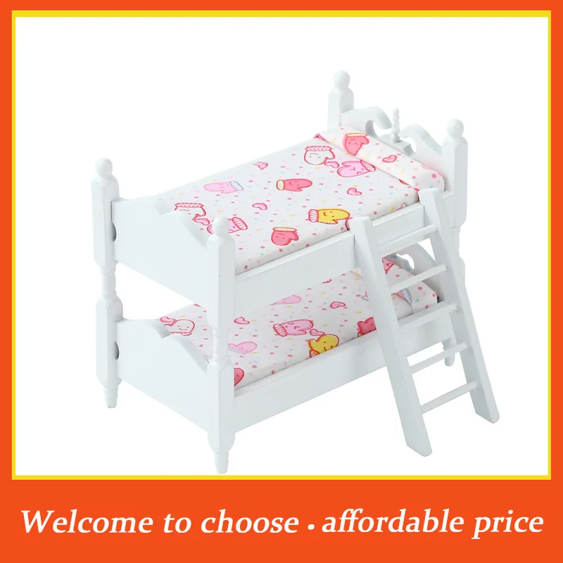 

TH 1pc new 1:12Dollhouse Miniature Bunk Bed Toy Stacking Bed Furniture Home Model Decor Toy Doll House Accessories