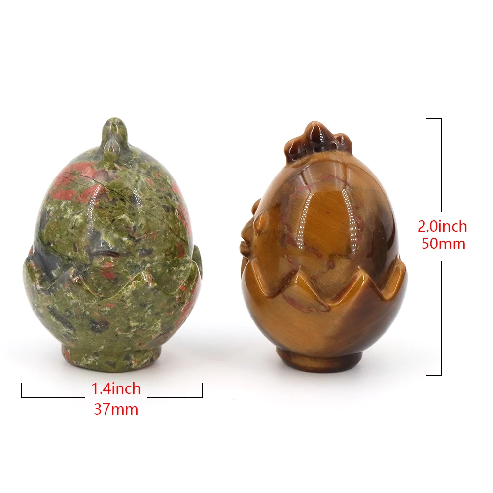 Cute Natural Stone Egg Shape Chicken Babies Crystal Carved Healing Animal Figurine Reiki Gemstone