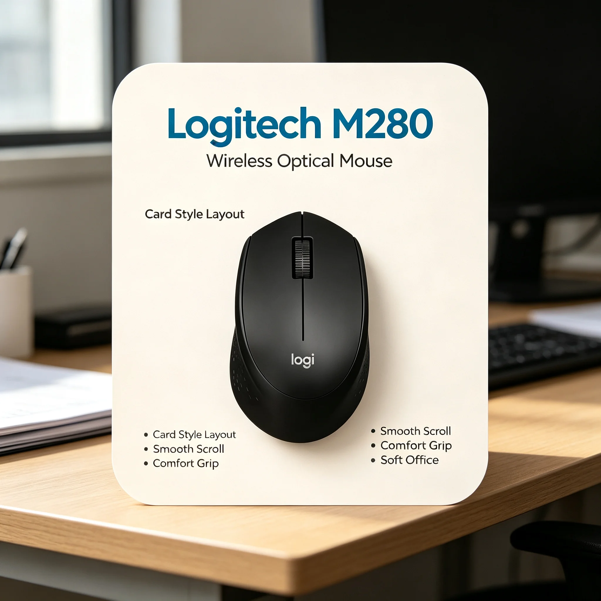 Logitech M280 Wireless Mouse Curved Ergonomic Design 1000 DPI Mice Long Lasting Battery For Daily Office Use