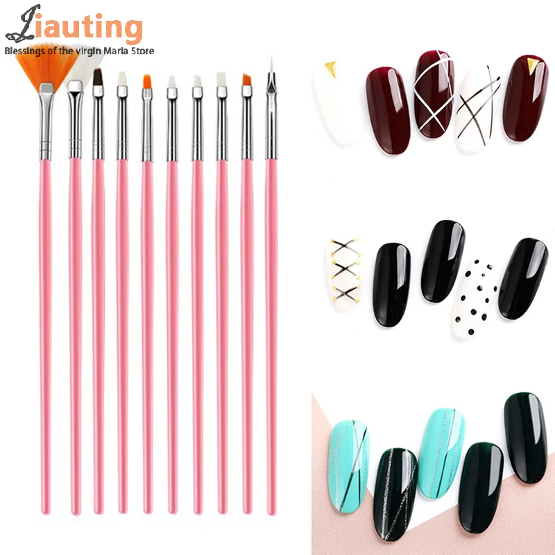 15 pezzi di pennelli per penna per nail art set di linee multifunzionali strisce pennello per intaglio penna da disegno fai da te pennelli per gel UV strumento per manicure per pittura