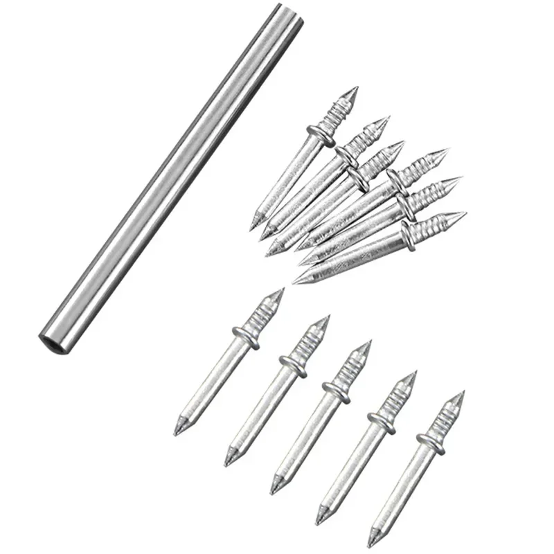 100pcs Double Head Nails Seamless Thread Wood Fixator No Trace Fasteners with 1 Specific Sleeve Tool for Easy Installation