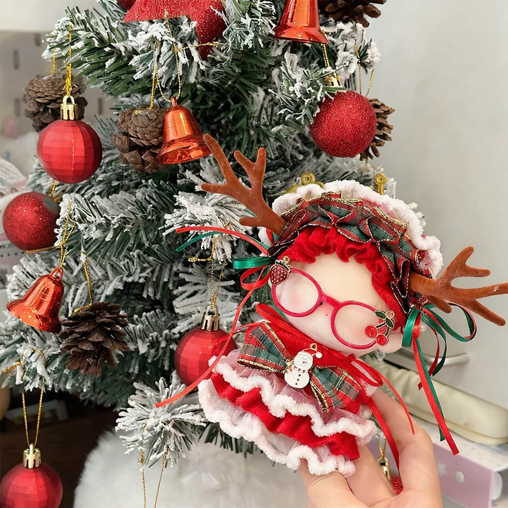 

Xmas Doll Clothe for 17cm Labubu Doll Outfit Designer Luxury Christmas doll Clothe Classical Snowman Reindeer Doll Accessorie