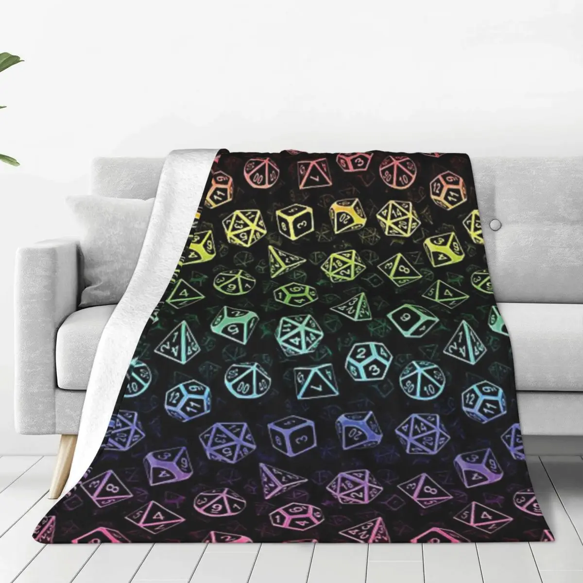 

D20 Dice Set Pattern (Rainbow) blankets Warm Flange blankets Soft and comfortable blanket picnic blanket birthday gift